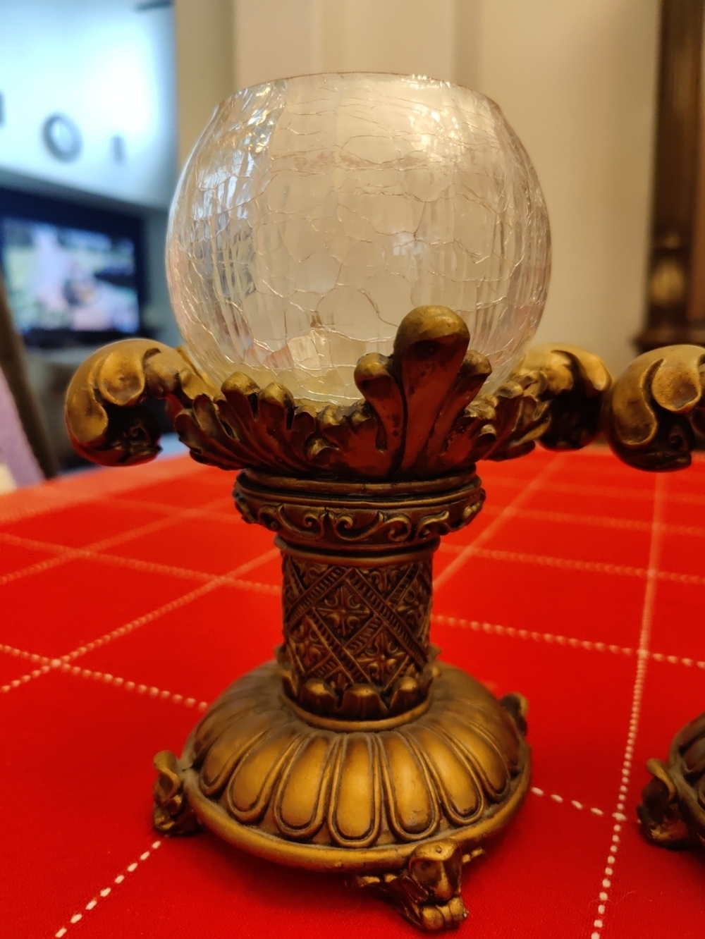 Ornate Gold Glass Globe Candle Holders - Set of 2 - Picture 6 of 10